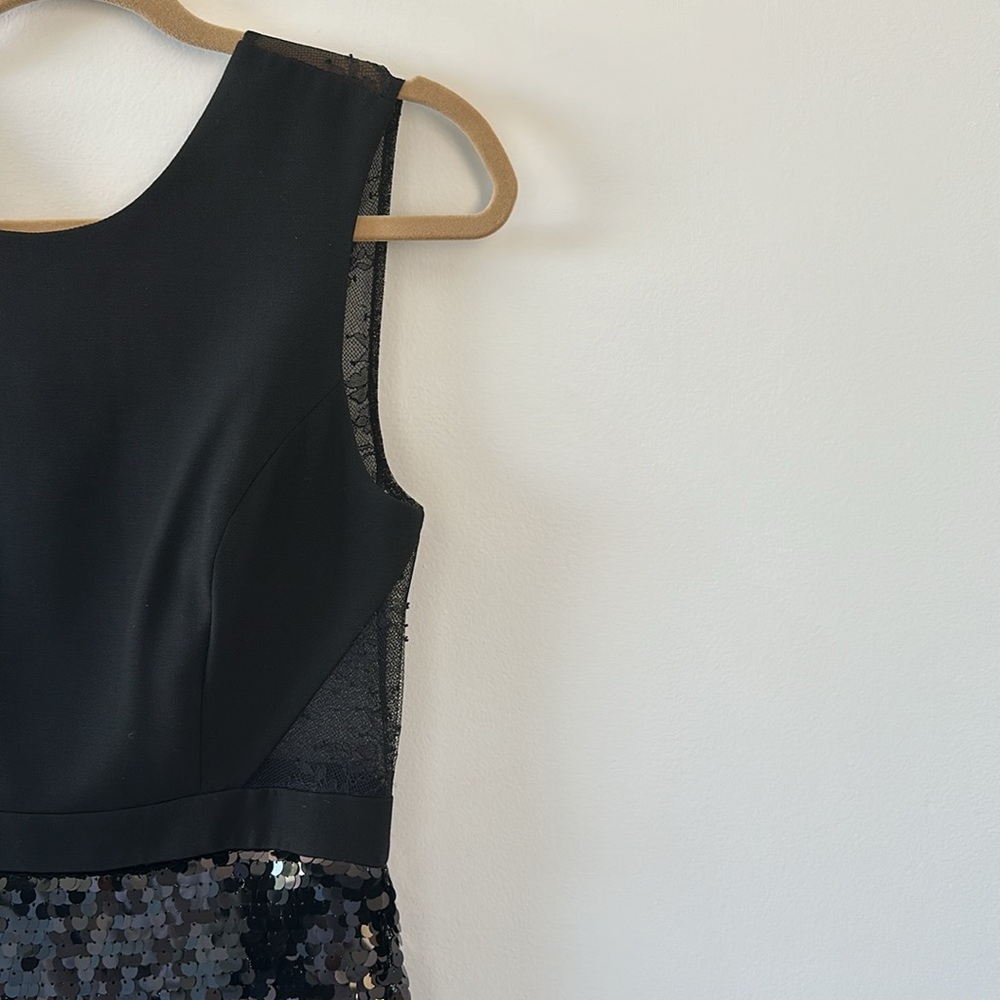 Bcbg Maxazria Size 6 Black Sequence & Lace Dress - image 7